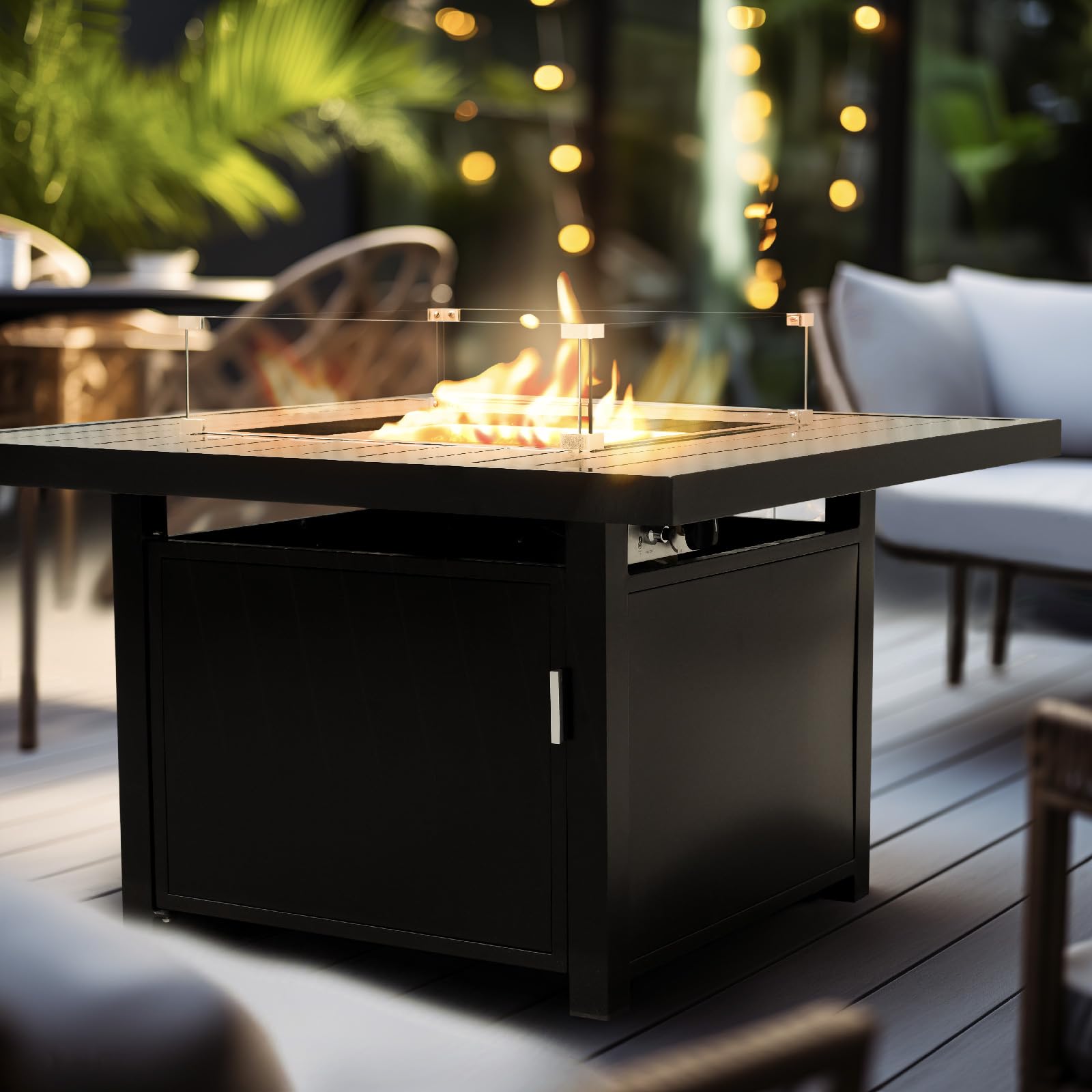 Aluminum Propane 42" Square Outdoor Fire Pit Table - AURABAGS SHOP