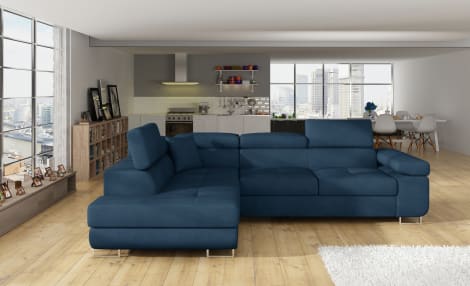 Anton Storage Sleeper Sectional Sofa - Navy Blue