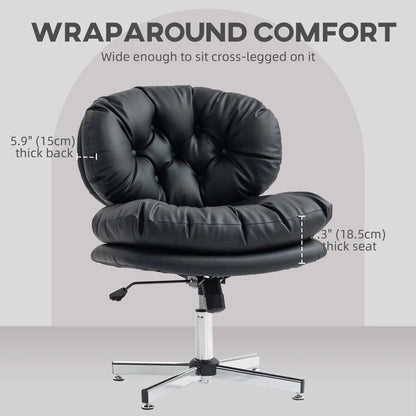 Black Armless Office Chair – Wide Padded Computer Desk Chair with Adjustable Height (United States & Canada Delivery Only)