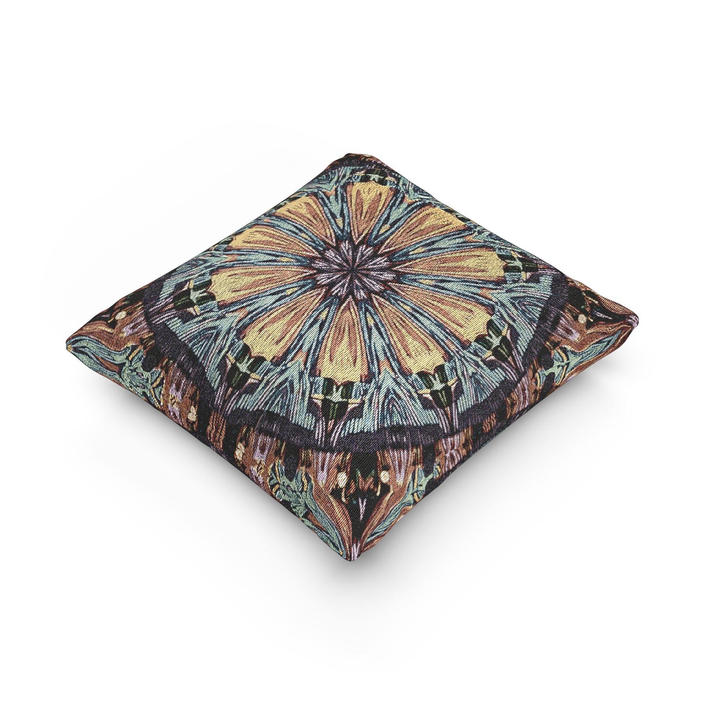 Geometric Mandala Woven Pillow | Boho Tile Decorative Cushion