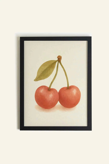 CERISES D'ÉTÉ, Oeuvre sur toile rigide, encadré Noir (collective)