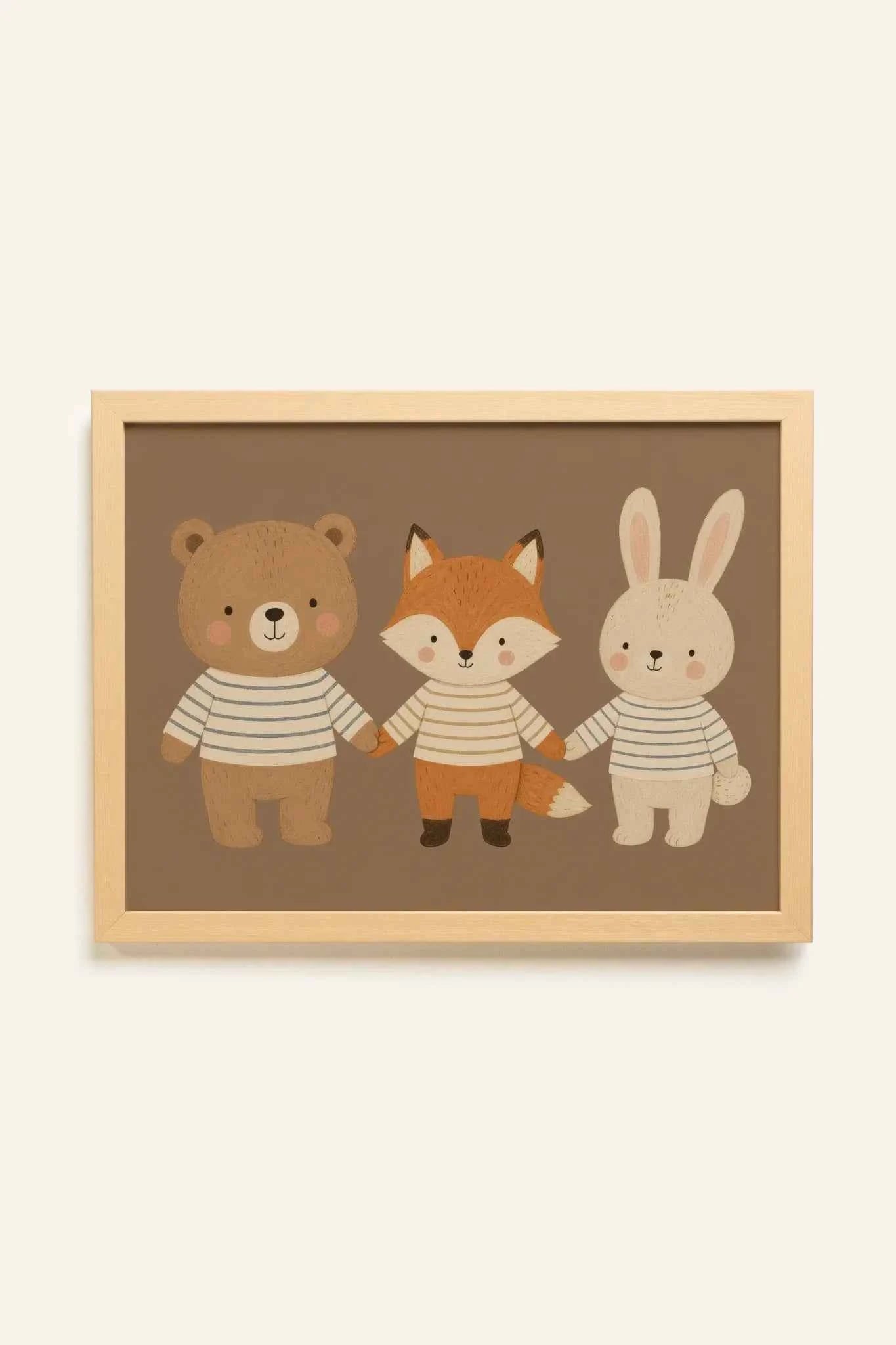 BEST FRIENDS TRIO, Oeuvre sur toile rigide, encadré Naturel Clair (collective)