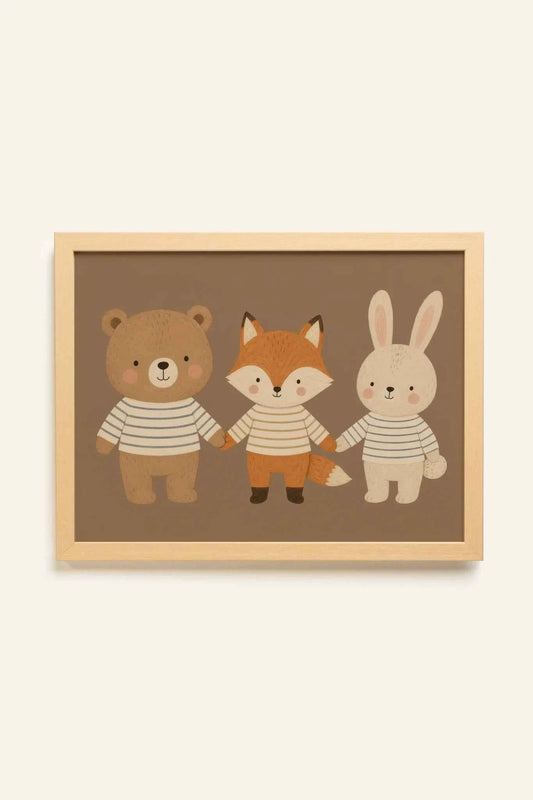BEST FRIENDS TRIO, Oeuvre sur toile rigide, encadré Naturel Clair (collective)