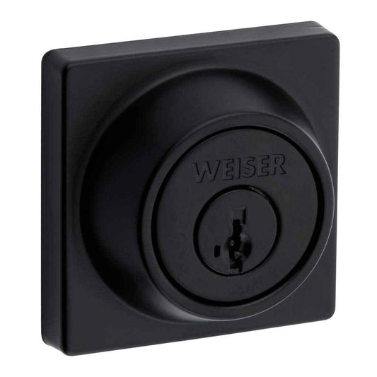 Weiser Elements Matte Black Square Deadbolt Lock, ANSI/BHMA Grade 3 Certified Front Door Lock, Kick Proof, Bump Proof & Anti-theft Exterior Door Lock with Key, Traditional Door Locks for Entry Door 🍁 All In One Marketplace Canada