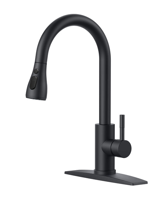 FORIOUS Black Kitchen Faucets with Pull Down Sprayer, Kitchen Sink Faucet with Pull Out Sprayer, Fingerprint Resistant, Single Hole Deck Mount, Single Handle Copper Kitchen Faucet, Matte Black 🍁 All In One Marketplace Canada