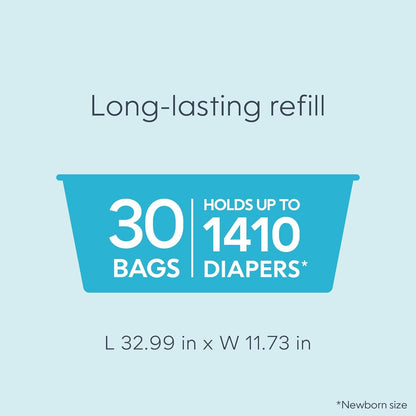 Diaper Genie Easy Roll Refill with 30 Bags - Refill for Diaper Genie Signature, Platinum, Essence Pails - Holds up to 1,410 Newborn Diapers, Blue, 1-Pack 🍁 All In One Marketplace Canada
