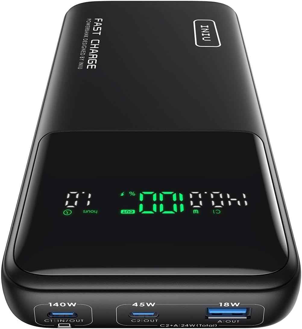 INIU 140W Laptop Power Bank, Flight-Safe 27000mAh High Capacity Portable Charger with USB C Cable, Digital Display Phone Charger, 3 Ports Travel External Battery Pack for MacBook iPad Steam Deck etc 🍁 All In One Marketplace Canada