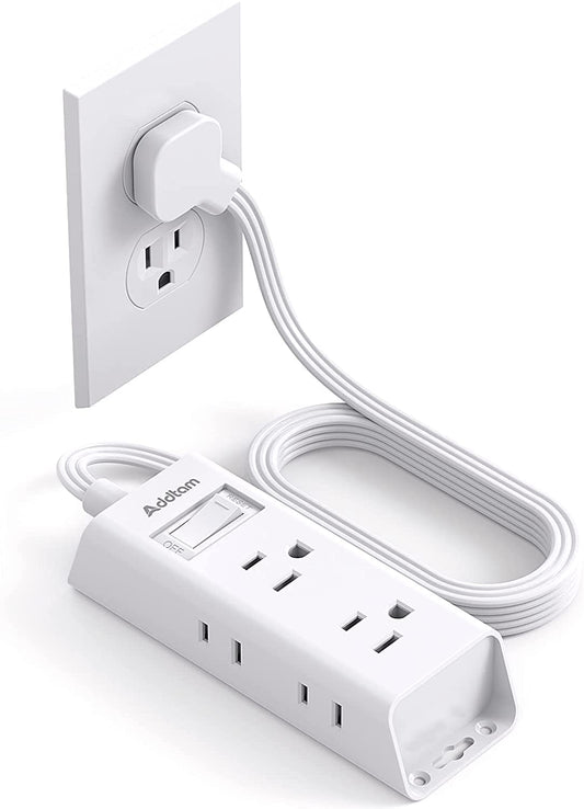 Travel Essentials - Flat Plug Power Bar, Addtam 5 ft Ultra Flat Extension Cord with 6 Outlets Extender, Multi Plug Outlet with No Surge Protector for Cruise Ship, Dorm Room, Home and Office Essentials 🍁 All In One Marketplace Canada
