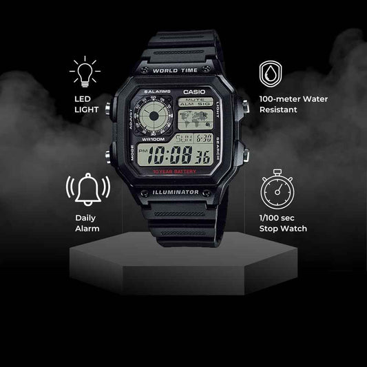 Casio Men's Classic Japanese-Quartz Watch with Resin Strap, Black, 21 (Model: AE1200WH-1A) 🍁 All In One Marketplace Canada