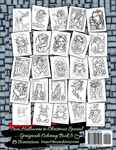 From Halloween to Christmas Special Grayscale Coloring Book 5