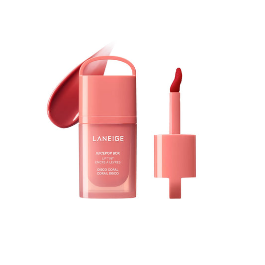 LANEIGE JuicePop Box Lip Tint: 12‑HR Hydrating Lightweight Stain with Buildable Juicy Color & Nourishing Shine, a K‑Beauty Lip Essential for Long‑Lasting Comfort, Disco Coral 🍁 All In One Marketplace Canada