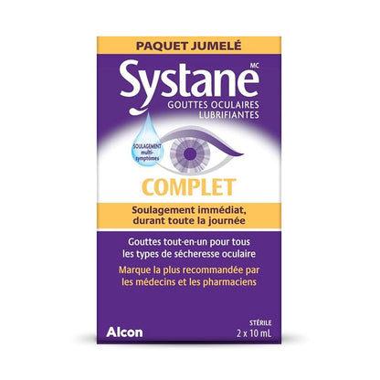 Systane Complete Lubricant Eye Drops for dry eyes, All-In-One Drops, Multi-Symptom Relief, Dry Eye Relief from Extended Screen Time - 2 x 10mL 🍁 All In One Marketplace Canada