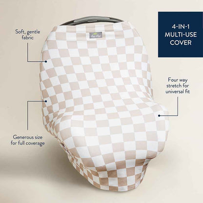 Itzy Ritzy 4-in-1 Nursing Cover, Car Seat Cover, Shopping Cart Cover & Infinity Scarf – Breathable, Multi-Use Nursing Cover Up for Breastfeeding, Carseat Canopy & Stroller Cover (Checkerboard) 🍁 All In One Marketplace Canada
