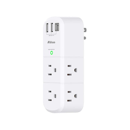 USB Outlet Extender Surge Protector - with Rotating Plug, 6 AC Multi Plug Outlet and 3 USB Ports (1 USB C), 3-Sided Swivel Power Strip with Spaced Outlet Splitter for Home, Office, Travel 🍁 All In One Marketplace Canada