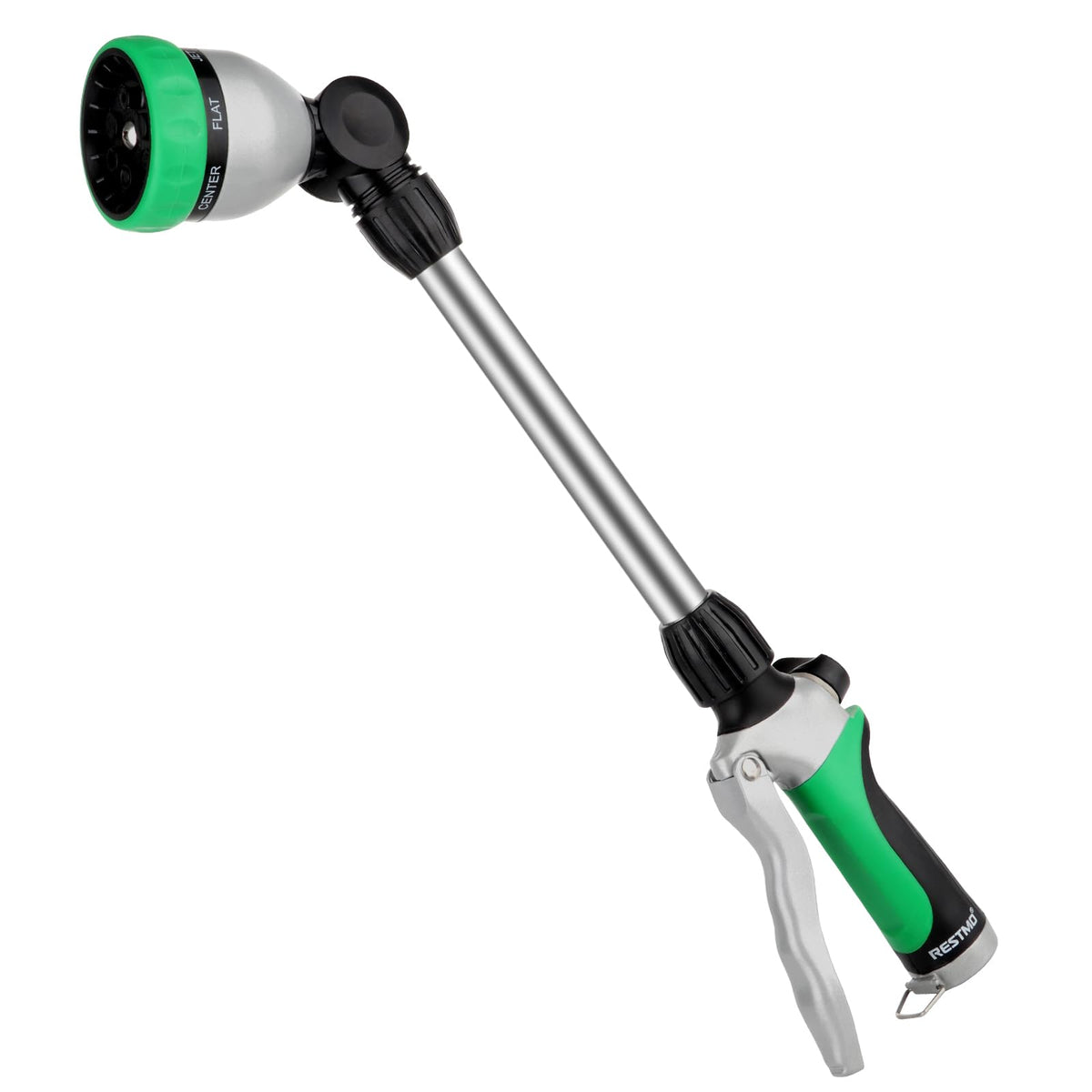 RESTMO Metal Watering Wand, Heavy Duty Garden Hose Wand with 180° Swivel Ratcheting Head, 16-Inch Hose Nozzle Sprayer with 7 Spray Patterns and Flow Control, Ideal to Water Hanging Baskets and Shrubs 🍁 All In One Marketplace Canada