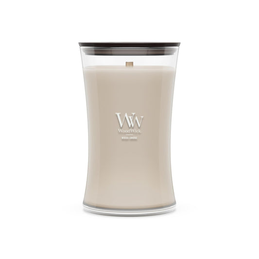 WoodWick Hourglass Scented Candle, Wood Smoke, 21.5 oz., Large, Up to 130 Hours of Burn Time, Fall Candle with Crackling Wick, Soy Wax Blend, Halloween Candle