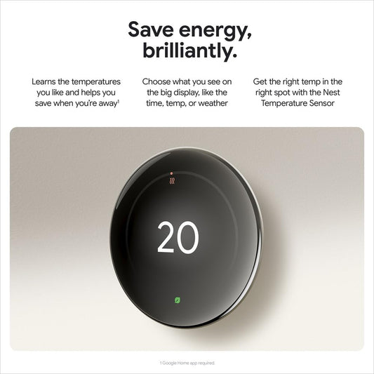 Google Nest Learning Thermostat (4th Gen) with Temp Sensor - Silver 🍁 All In One Marketplace Canada