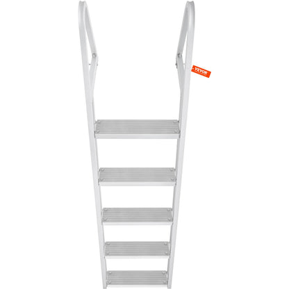 VEVOR Dock Ladder, Removable 5 Steps, 350 lbs Load Capacity, Aluminum Alloy Pontoon Boat Ladder with 4'' Wide Step & Nonslip Mat, Easy to Install for Ship/Lake/Pool/Marine Boarding 🍁 All In One Marketplace Canada