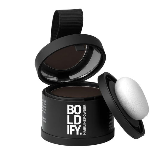 BOLDIFY Hairline Powder - Root Touch Up Hair Color for Gray Coverage - Bald Spot Concealing Hair Powder for Women & Men - 24-Hour Stain-Proof - Dark Brown 🍁 All In One Marketplace Canada