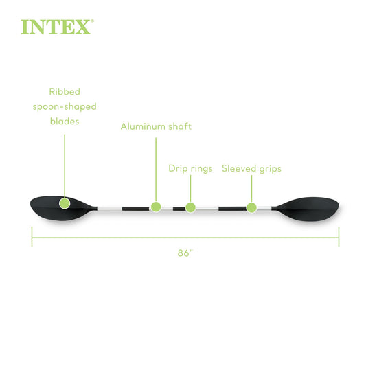INTEX 69629E 86" Kayak Paddle: Ribbed Spoon Shaped Blades – Durable Lightweight Aluminum Shaft – Comfortable Grips – 3-Position Feather Adjustability – TUV RL Approved 🍁 All In One Marketplace Canada