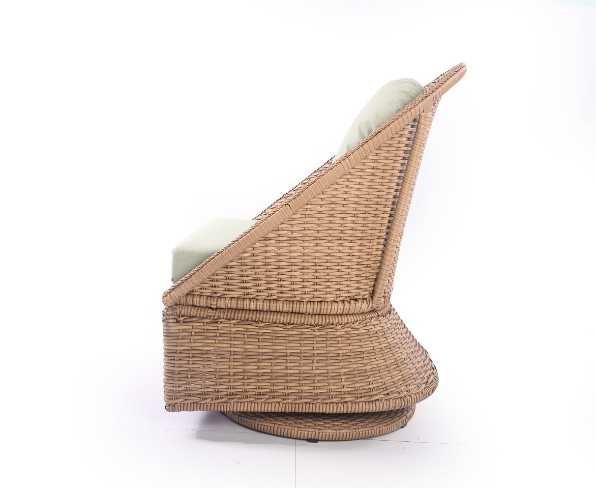 Emmett 3-Piece Wicker Outdoor Swivel Chair Bistro Set - AURABAGS SHOP