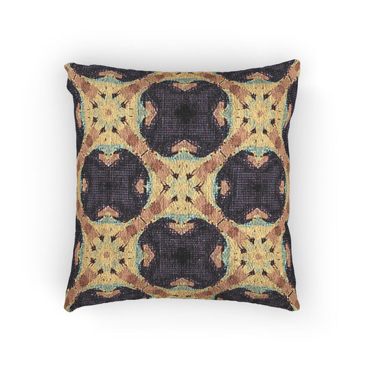 Geometric Mosaic Pattern Woven Pillow | Boho Tile Throw Cushion