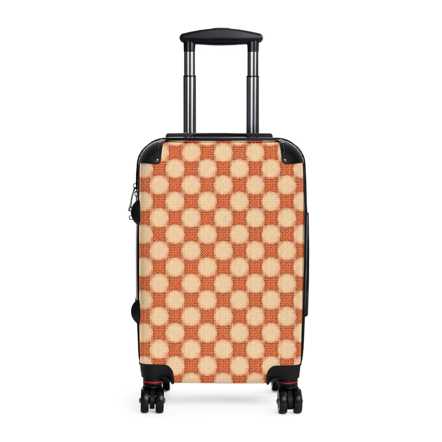 Retro Checkerboard Carry-On Suitcase — Vintage Orange Travel Luggage