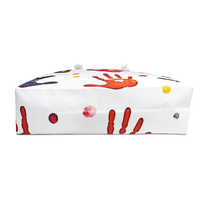 Colorful Handprint Pattern Weekender Bag | Rainbow Palm Print Tote