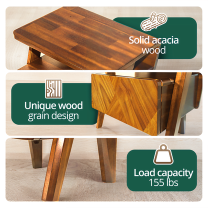 Rum Solid Wood Nightstand