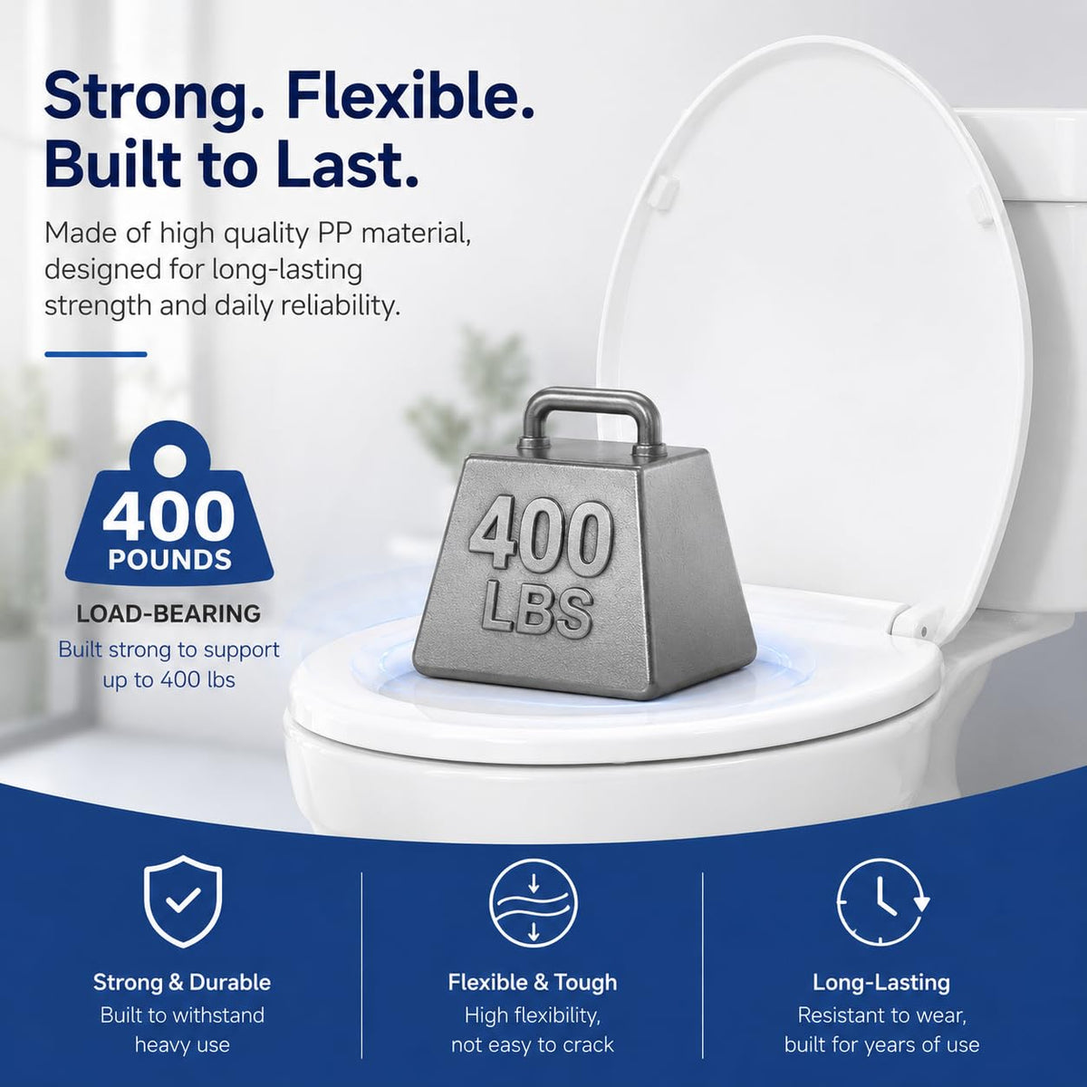 Elongated Toilet Seat, Not Round, Slow Close, White Plastic, 18.5” 🍁 All In One Marketplace Canada