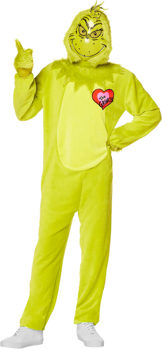 InSpirit Design The Grinch Deluxe Adult Jumpsuit Costume | Officially Licensed | Dr. Seuss Accessories | Halloween Outfit, S