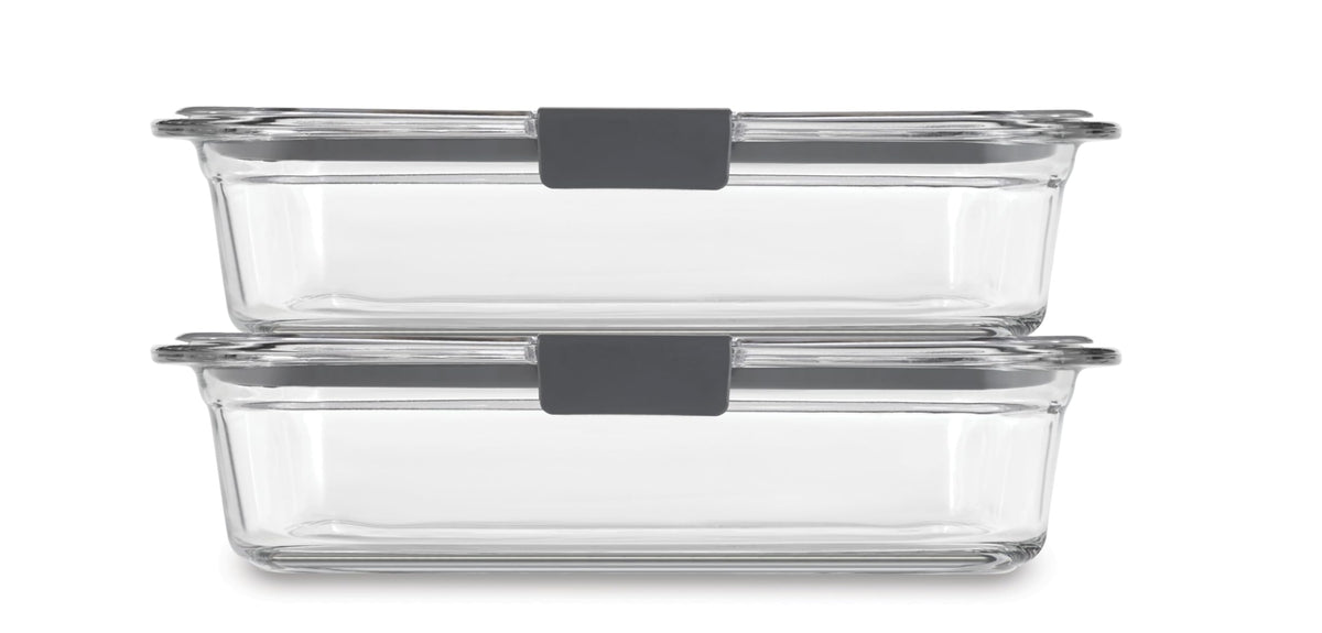 Rubbermaid 2118315 Brilliance Glass Storage 8-Cup Food Containers with Lids, 2-Pack (4 Pieces Total), BPA Free and Leak Proof, Large, Clear 🍁 All In One Marketplace Canada