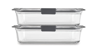 Rubbermaid 2118315 Brilliance Glass Storage 8-Cup Food Containers with Lids, 2-Pack (4 Pieces Total), BPA Free and Leak Proof, Large, Clear 🍁 All In One Marketplace Canada