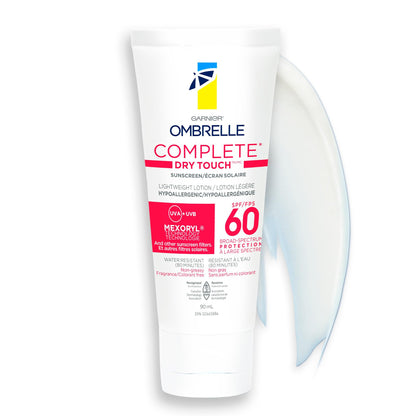 Garnier Ombrelle Complete Dry Touch Sunscreen Lotion, SPF 60, Travel Sunscreen, For Face & Body, For Sensitive Skin, Water-Resistant, Non-Sticky, Very High Broad Spectrum UVA/UVB Protection, 90ml 🍁 All In One Marketplace Canada