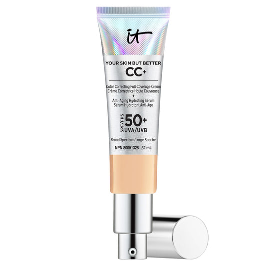 IT Cosmetics Your Skin But Better CC+ Cream, Medium (W) - Color Correcting Cream, Full-Coverage Foundation, Anti-Aging Serum & SPF 50+ Sunscreen - Natural Finish - 1.08 fl oz 🍁 All In One Marketplace Canada