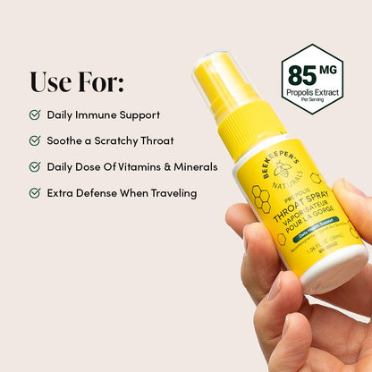 BEEKEEPER'S NATURALS Propolis Throat Spray - 85mg Bee Propolis Extract - Natural Immune Support, Sore Throat Relief & Antioxodant Support - Antioxidants, Keto, Paleo, Gluten-Free (1.06 oz) 🍁 All In One Marketplace Canada