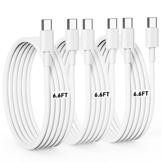 USB C to USB C Cable 6.6FT, 3-Pack, 60W Fast Charging Type-C Charger Cord,for iPhone 15/16/17 Series, iPad Pro/Air, MacBook, Samsung Galaxy, Pixel,White 🍁 All In One Marketplace Canada