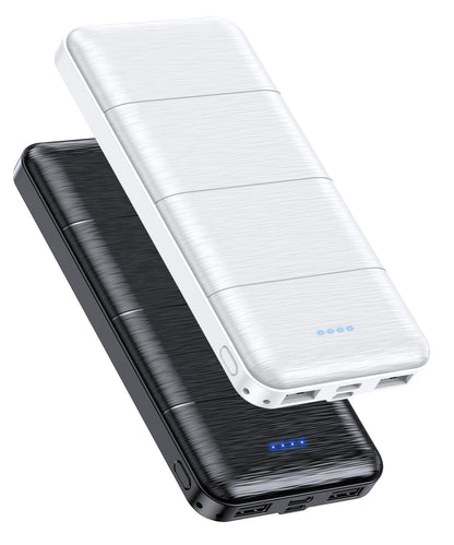 Portable-Charger-Power-Bank - 2 Pack 15000mAh Dual USB Power Bank Output 5V3.1A Fast Charger Portable Charger Compatible with Smartphones and All USB Devices (Deep Black and White) 🍁 All In One Marketplace Canada