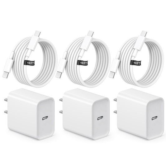 iPhone 17 16 Charger, 3Pack 10FT USB C to Type C Cable with USB C Charger Block Compatible with iPhone 17/16 Pro/16 Pro Max/15/15 Pro Max/16e, iPad Pro12.9/11 USB C Charger 🍁 All In One Marketplace Canada