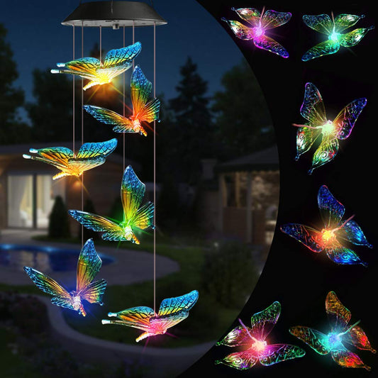 Toodour Solar Wind Chimes, Color Changing Solar Butterfly Wind Chimes, LED Decorative Mobile, Waterproof Solar Outdoor Lights for Patio, Balcony, Window, Garden, for Mom/Grandma 🍁 All In One Marketplace Canada