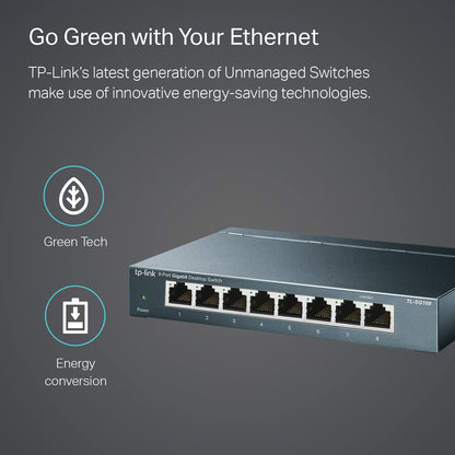 TP-Link TL-SG108 | 8 Port Gigabit Unmanaged Ethernet Network Switch, Ethernet Splitter | Plug & Play | Fanless Metal Design | Shielded Ports | Traffic Optimization | Limited Lifetime Protection 🍁 All In One Marketplace Canada
