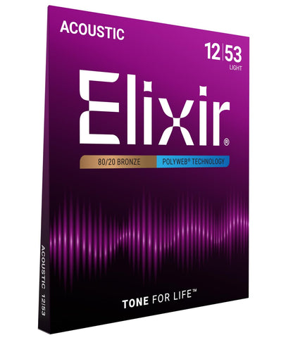 Elixir 80/20 Bronze Acoustic Guitar Strings with Polyweb Coating - Light 12-53 🍁 All In One Marketplace Canada