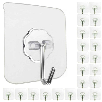 Jwxstore 24 Pack Wall Hooks for Hanging 33lb(Max) Heavy Duty Self Adhesive Hooks Transparent Waterproof Sticky Hooks for Keys Bathroom Shower Outdoor Kitchen Door Home Improvement Utility Hooks 🍁 All In One Marketplace Canada
