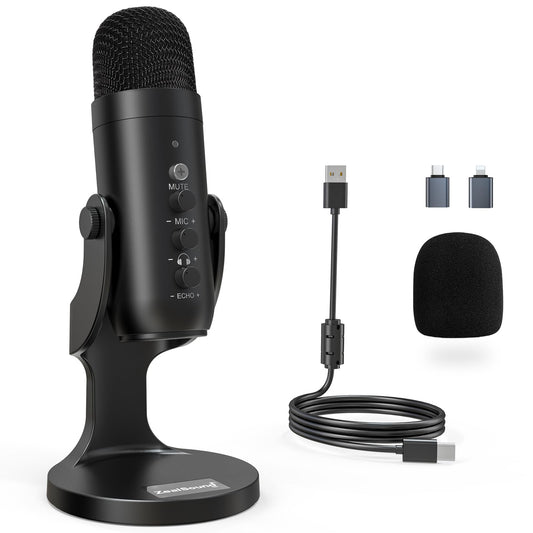ZealSound Podcast Microphone for PC, Noise Cancellation USB Mic with Gain, Volume Adjustment & Mute Button, Monitoring & Echo, for YouTube, TikTok, Podcasting, Streaming, iPhone, iPad, Android, Mac 🍁 All In One Marketplace Canada