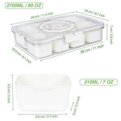 Snackle Box Container with Lid & Handle, Airtight Divided Snack Organizer, Portable Charcuterie Board for Travel, Road Trips, Picnic, Fruits, Veggies, Candy & Nuts 🍁 All In One Marketplace Canada