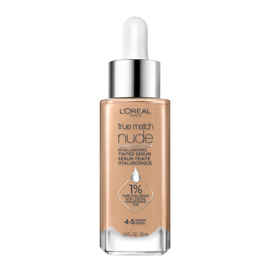 L’Oréal Paris True Match Nude Hyaluronic Foundation, Tinted Face Serum Foundation with Hyaluronic Acid for Lightweight Coverage and Instant Hydration, Radiant Finish - Medium, 30 mL 🍁 All In One Marketplace Canada