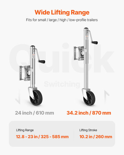 VEVOR Trailer Jack with Wheel, 1000 lbs Load Capacity, Heavy Duty Swivel Boat Trailer Jack with PP Single Wheel & Ergonomic Handle, 10-inch Lift, Fit for RVs, Boats, Horse Trailers, Utility Trailers 🍁 All In One Marketplace Canada