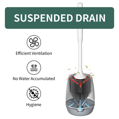 Hibbent Toilet Brush with Ventilated Drying Holder, Silicone Toilet Bowl Brush Bathroom Cleaning Bowl Brush Kit Sturdy Cleaning Toilet Brush, Floor Standing & Wall Mounted Without Drilling 🍁 All In One Marketplace Canada