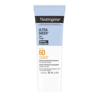 Neutrogena Ultra Sheer Face Sunscreen SPF 60, non-greasy, lightweight, 88 mL (Twin Pack) 🍁 All In One Marketplace Canada