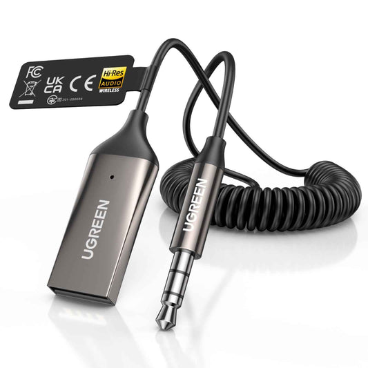 UGREEN Aux to Bluetooth 6.0 Car Adapter with LDAC, 3.5mm Aux Adapter for Auto Built-in Microphone, Car Bluetooth Audio Receiver for Hands-Free Calls Compatible with Car Speaker & Home Audio 🍁 All In One Marketplace Canada